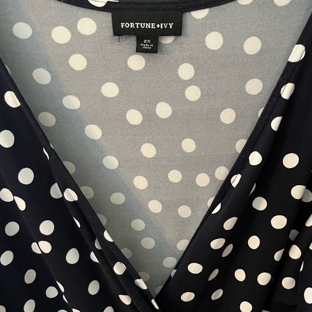 Fortune + Ivy Navy Polka Dot Dress
